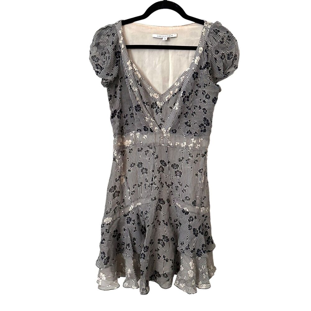 DIANE VON FURSTENBERG Floral Silk Mini Dress Sz 4 - Picture 1 of 3